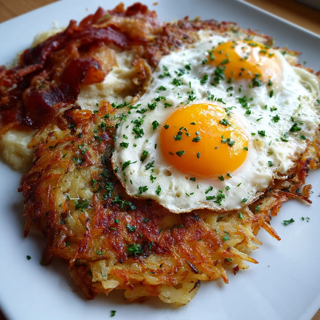 Köstliche Rösti mit Rühreiern für dein Frühstück genießen!