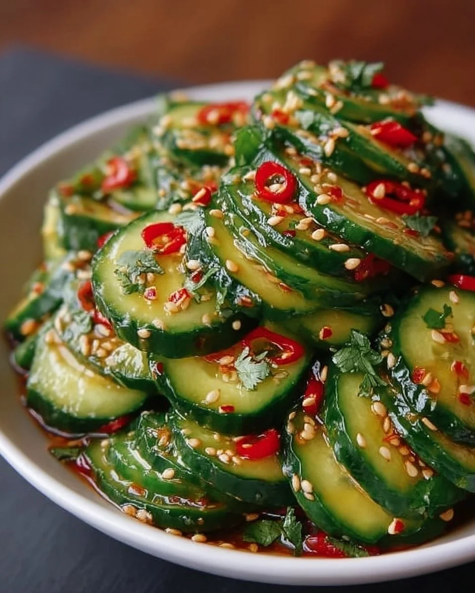 Asiatischer Gurkensalat mit Chili &amp; Sesam: Ein Unglaublich Erfrischender Genuss für Heiße Sommertage