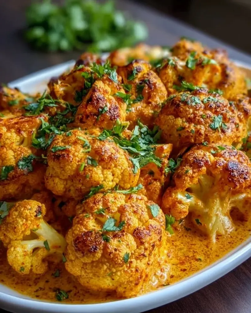 Blumenkohl Curry aus dem Backofen mit frischen Gewürzen und Zutaten