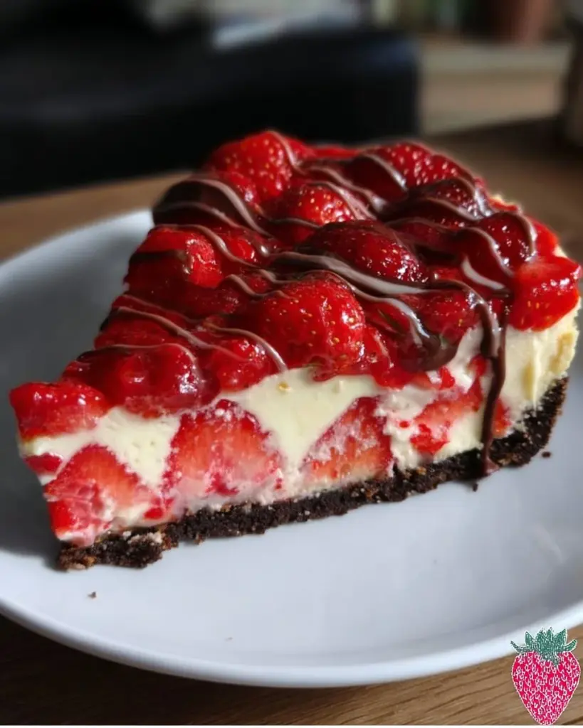Leckerer Erdbeer-Käsekuchen mit frischen Erdbeeren und cremiger Füllung
