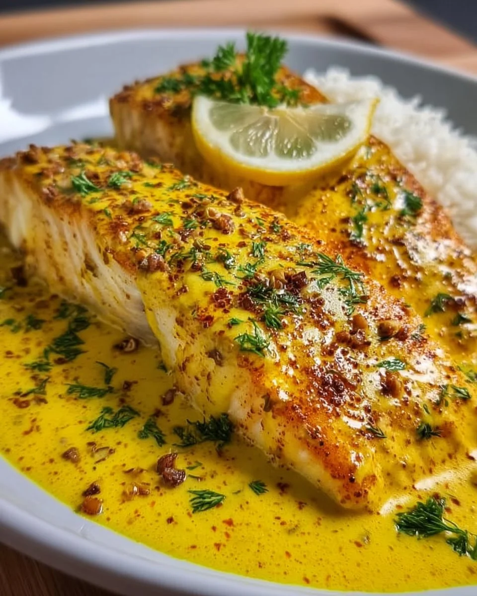 Fischfilet mit Kurkuma-Senfsoße