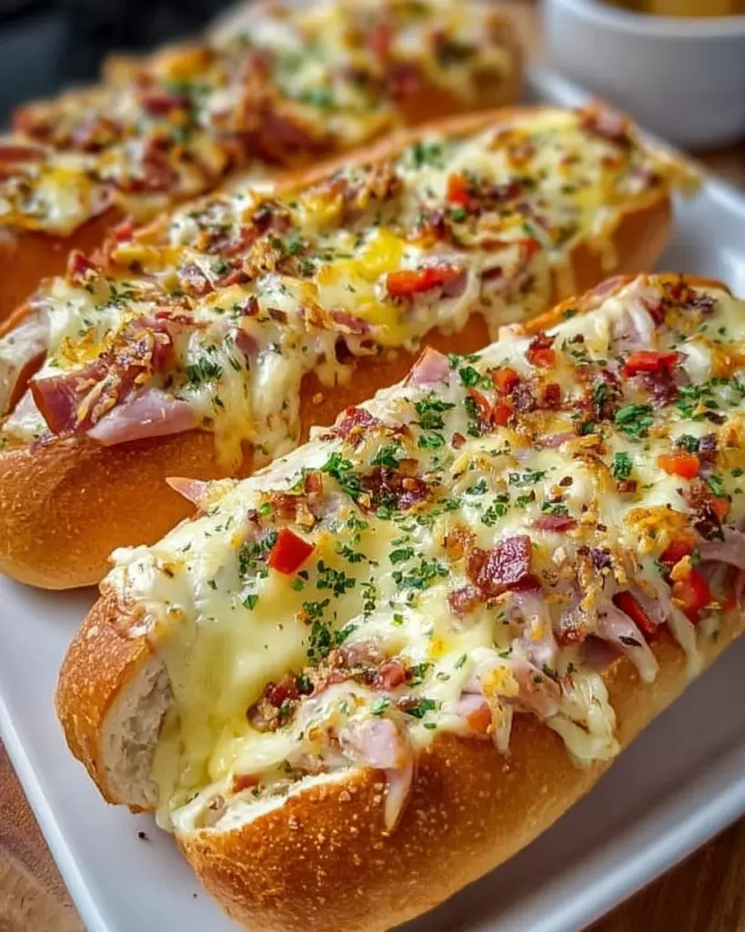 Gefüllte Ofen-Baguettes frisch aus dem Ofen, lecker und vielseitig einsetzbar.