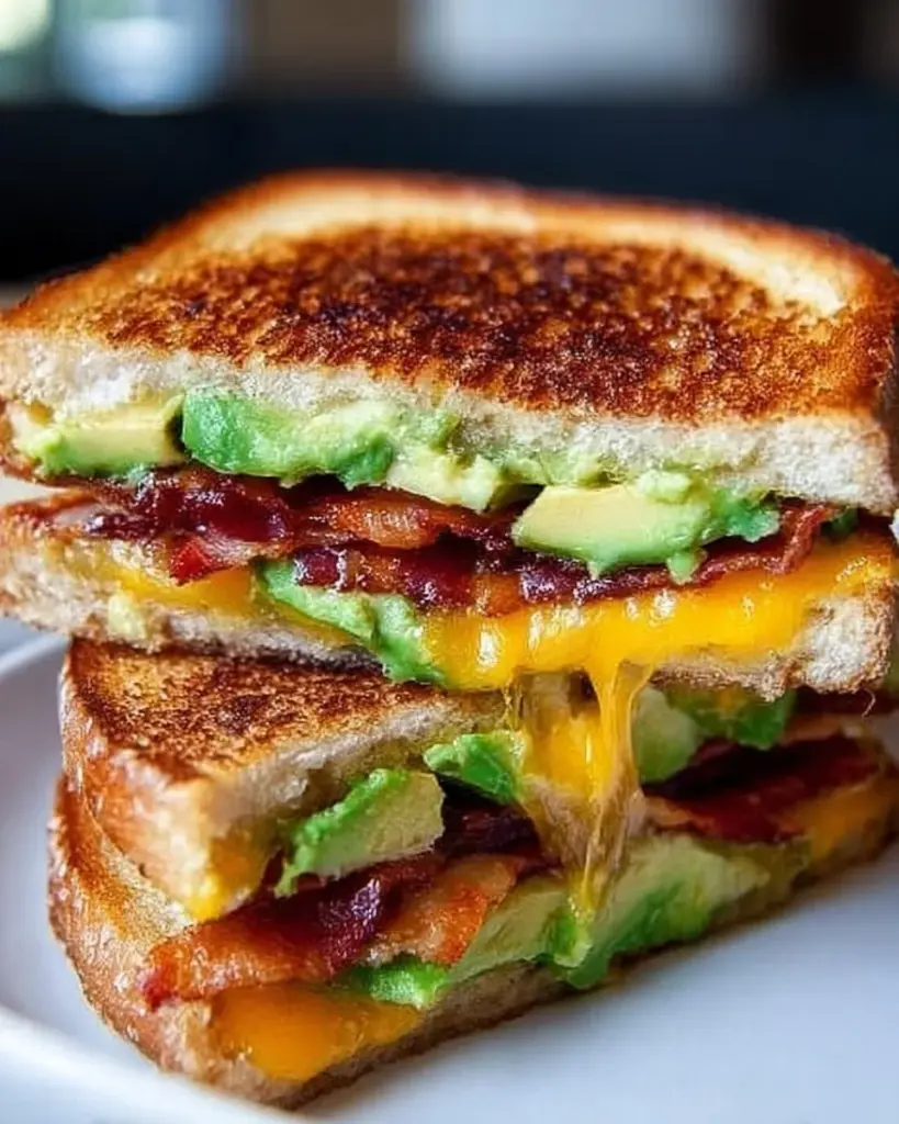 Gegrilltes Avocado-Sandwich mit frischem Gemüse und knusprigem Brot