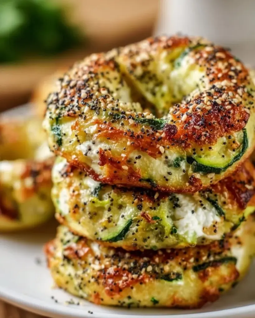 Köstliche Zucchini Bagels, Low Carb und Keto Rezept.