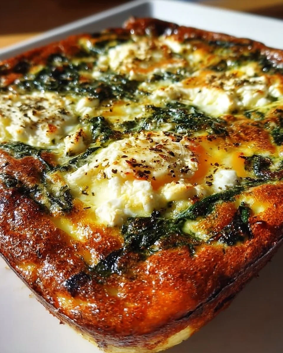 Low Carb Spinach Casserole with Feta and Egg