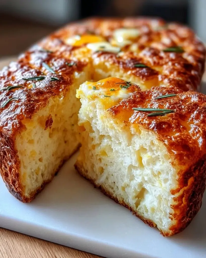 Null-Kohlenhydrat-Jogurt-Brot auf einem Holzbrett serviert