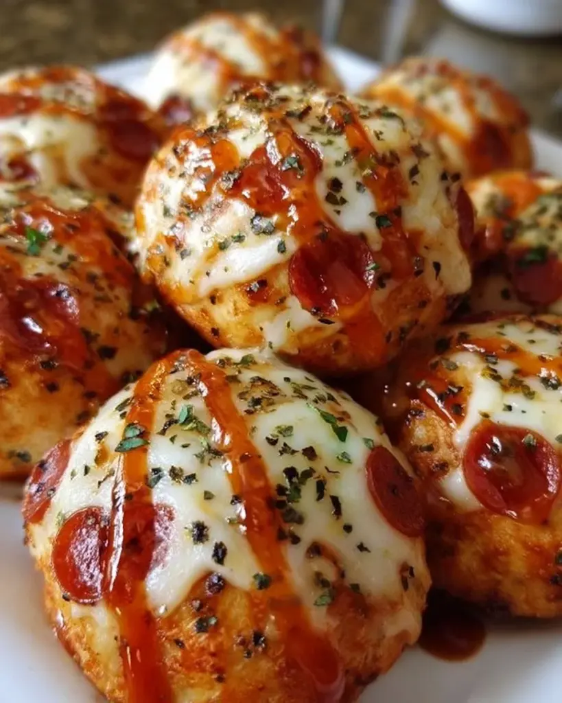 Leckere Pizza Bällchen frisch zubereitet mit würzigen Zutaten