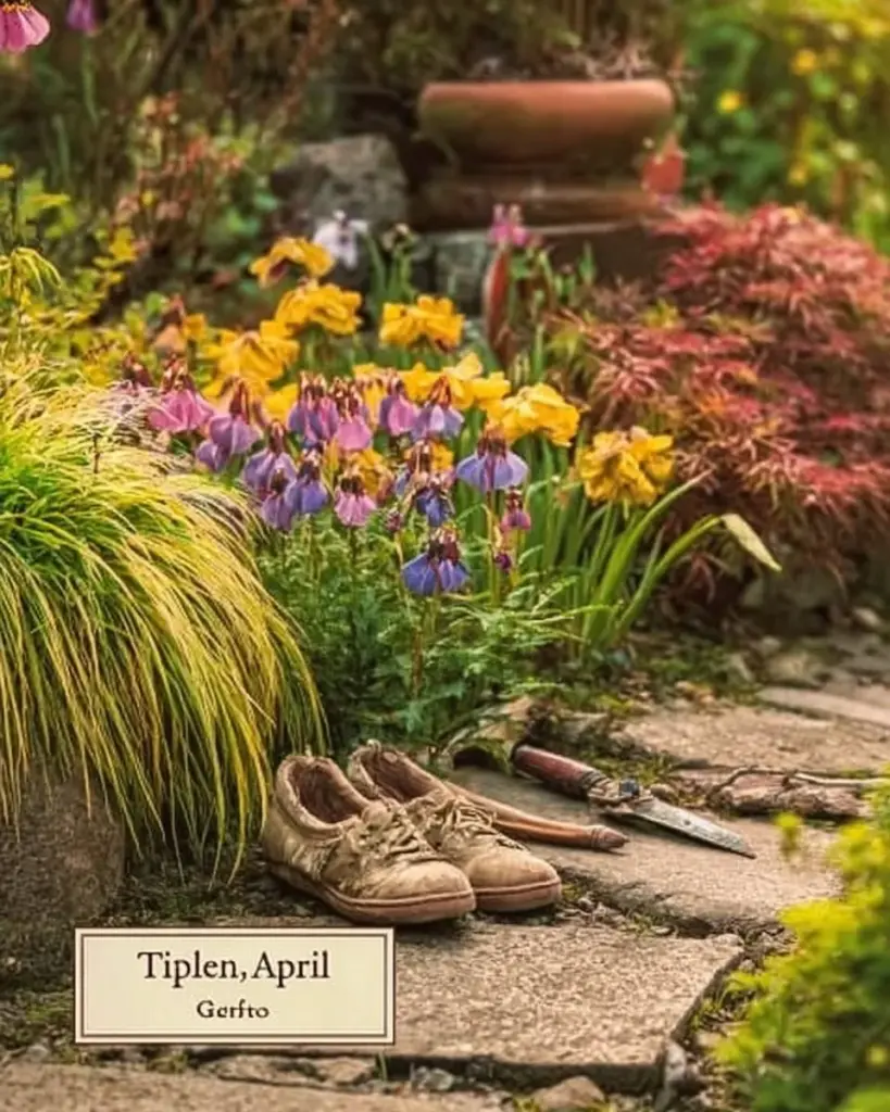 Bunte blühende Stauden im Garten nach dem Frühjahrsputz
