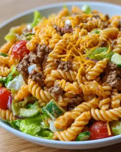 Leckerer Big Mac Pasta Salat mit frischen Zutaten und einzigartigem Geschmack