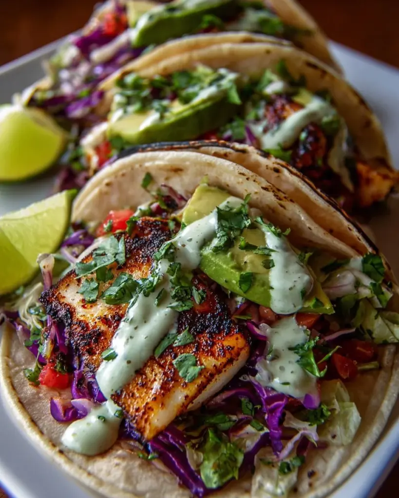 Gegrillte Fisch-Tacos mit frischen Zutaten und Salsa