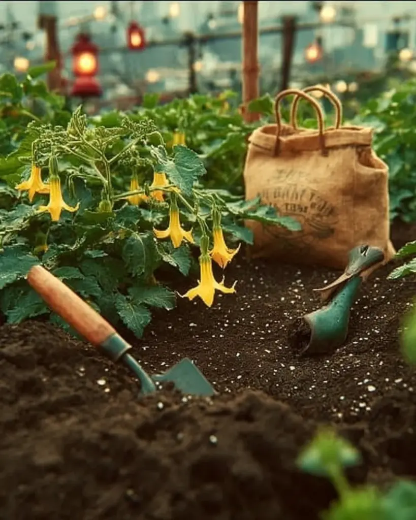 Gurkenpflanze mit Blüten, die auf Blütenverluste untersucht wird.