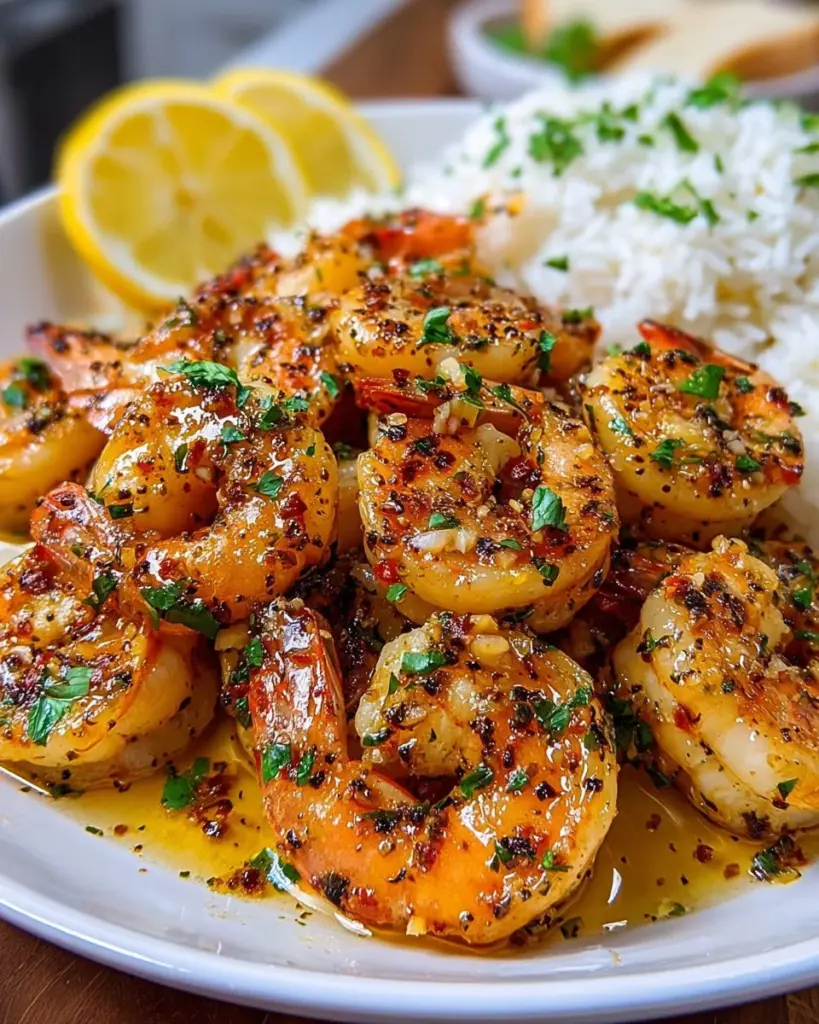 Hawaiianische Knoblauchgarnelen mit frischen Zutaten und aromatischer Sauce