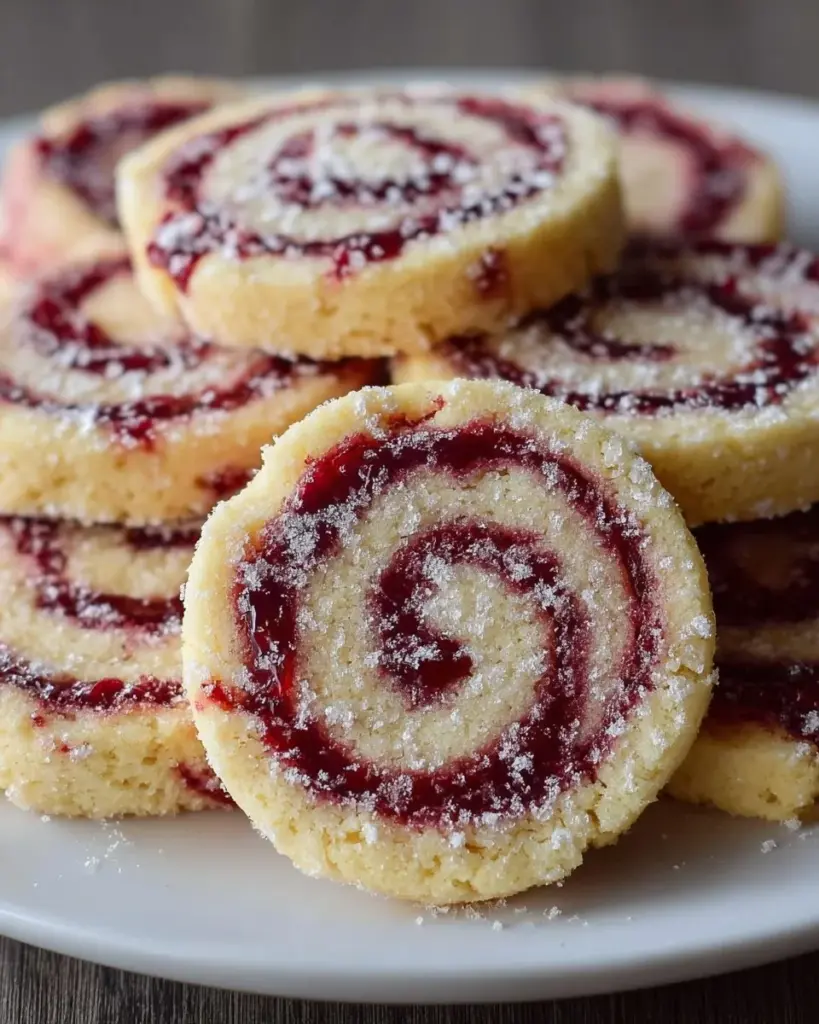 Himbeer-Wirbel-Shortbread-Kekse mit fruchtigem Himbeergeschmack