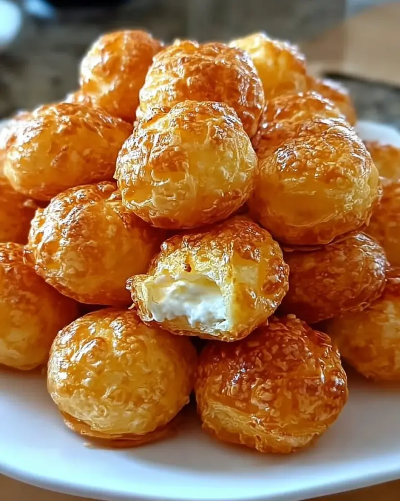 Käse Puff Snacks frisch gebacken auf einem Teller serviert