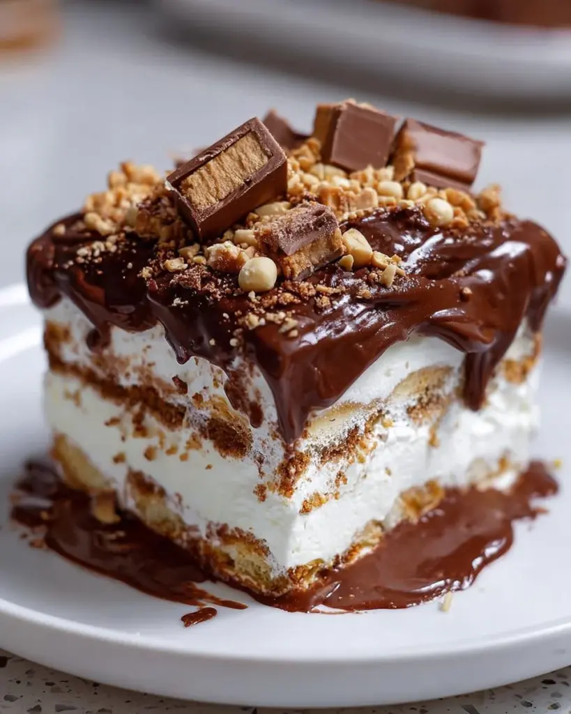 Schokoladiges Kinder Bueno Dessert auf einem Teller