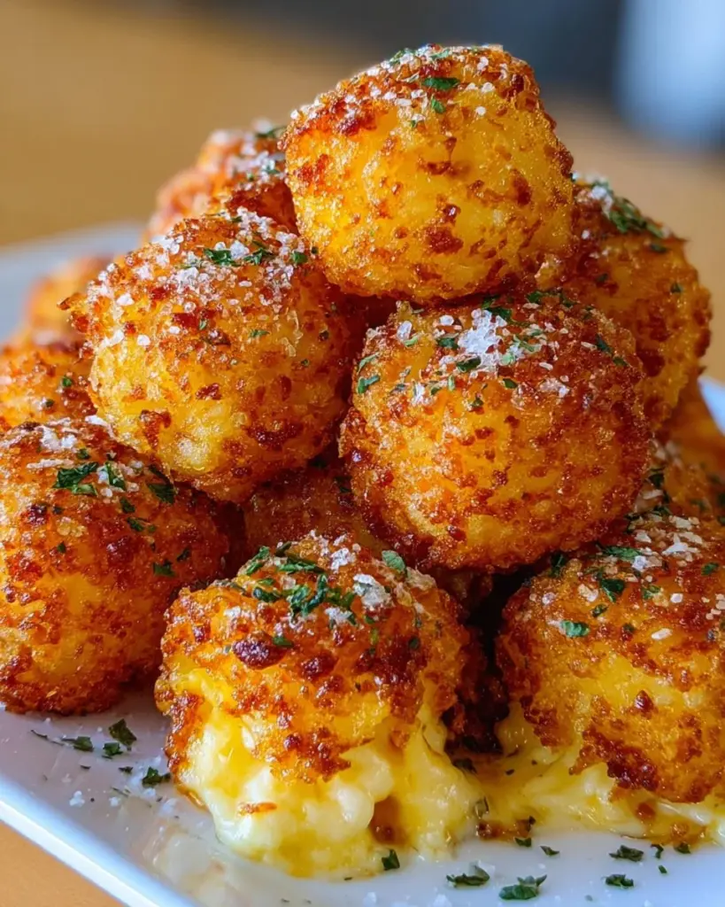 Knusprige Mais-Käse-Bissen auf einem rustikalen Holzbrett