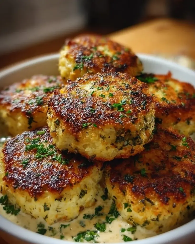 Leckere Low Carb Blumenkohl Frikadellen auf einem Teller serviert