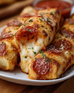 Leckere Pizza-Roll-Brotsticks, der ideale Snack für Partys und gemütliche Abende.