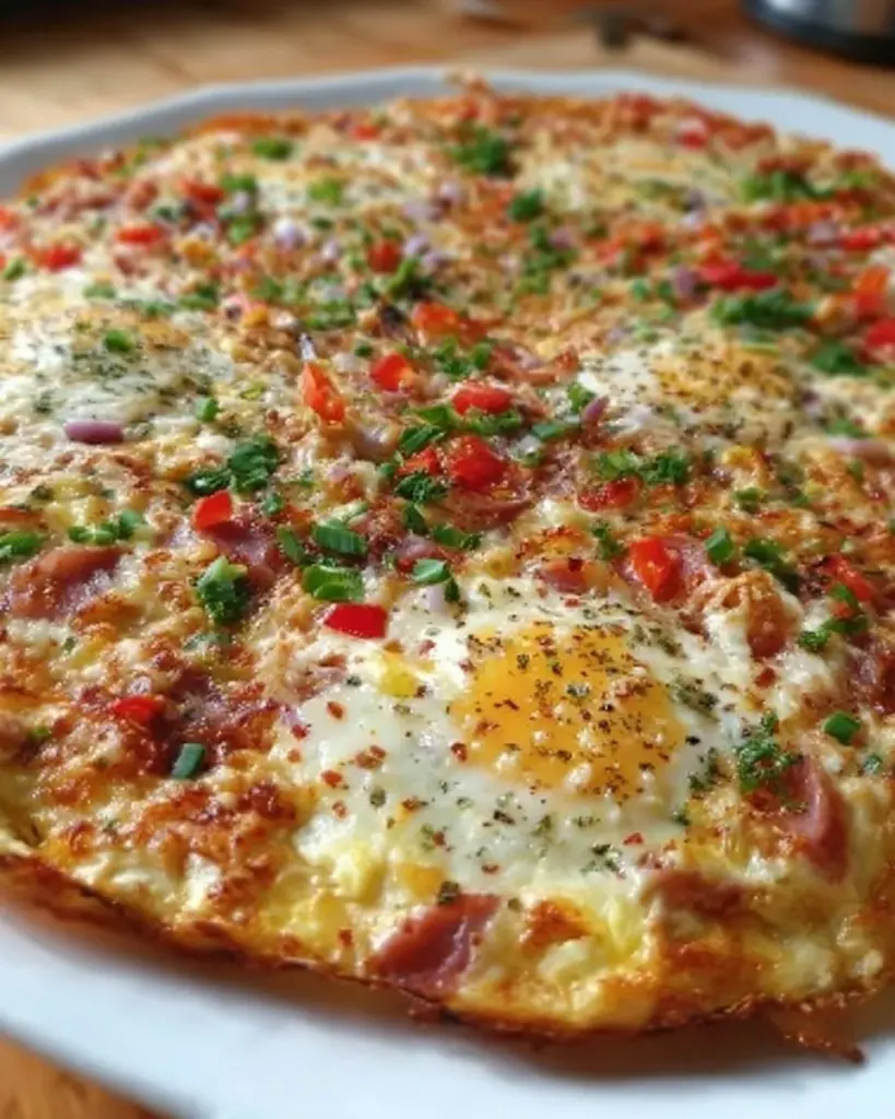 Ein Stück Schüttelpizza auf einem Teller, frisch zubereitet.