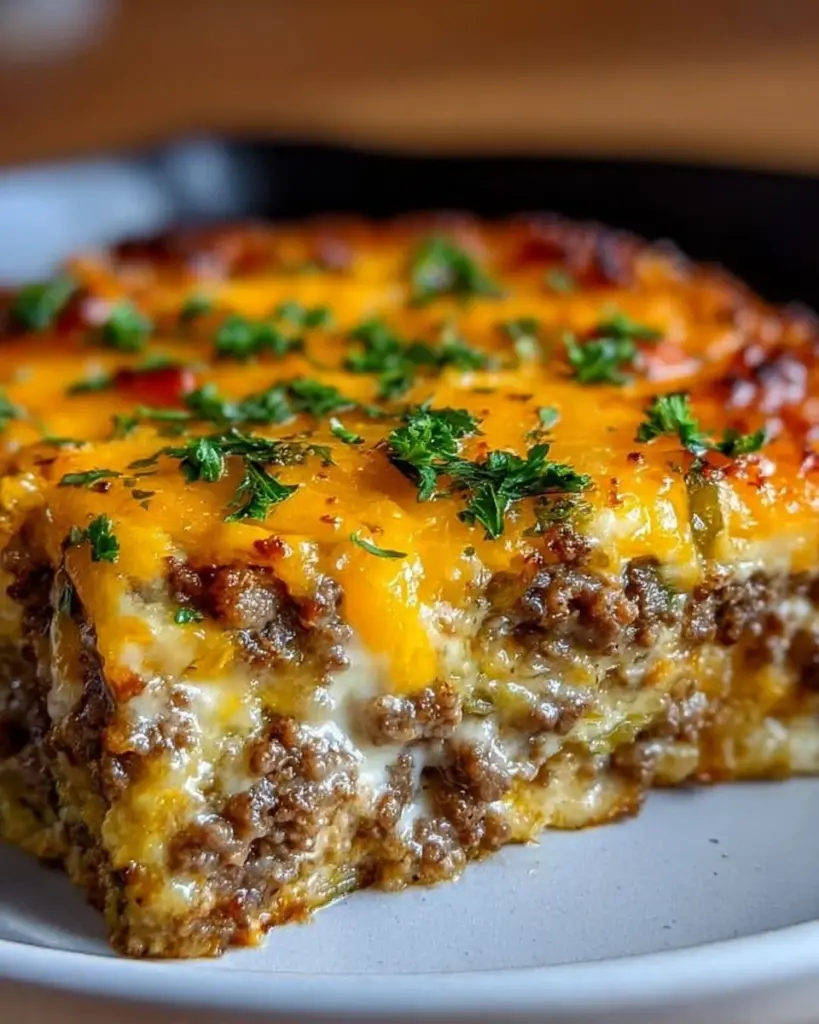 Keto Cheeseburger Auflauf mit saftigem Hackfleisch und Käse