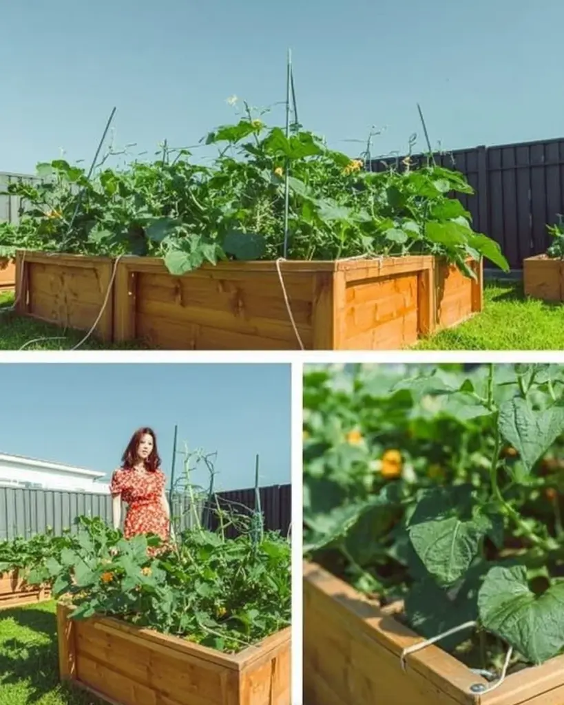 Gurkenpflanzen im Hochbeet für optimalen Ertrag