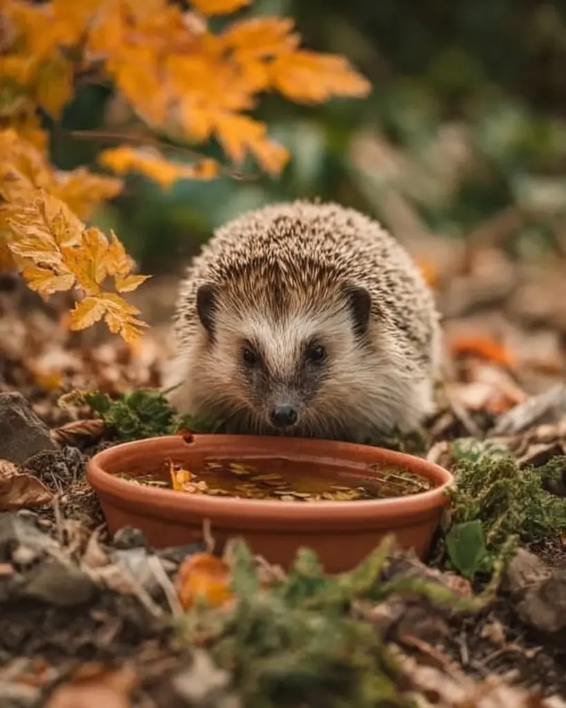 Ein schöner Garten, der als Igelparadies gestaltet ist, mit Naturmaterialien und Pflanzen.
