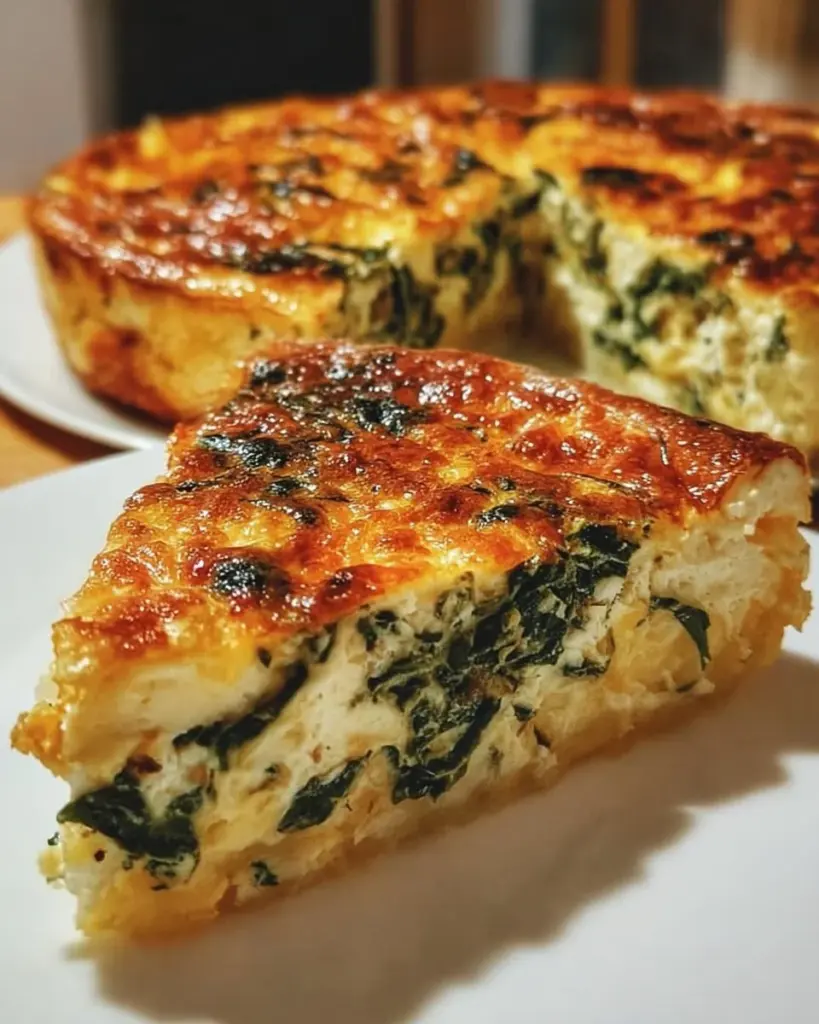 Cottage Cheese Spinach Quiche ohne Boden, gesundes Rezept mit Spinat und Quark