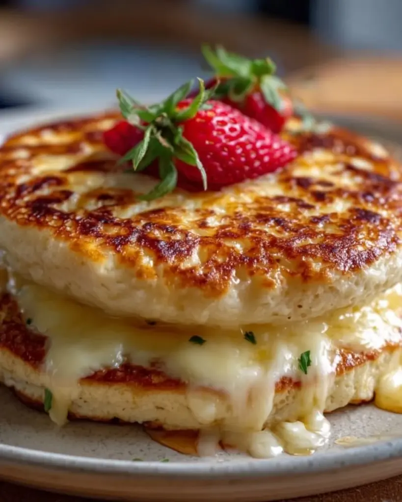 Hüttenkäsetaler frisch aus dem Ofen auf einem Teller serviert