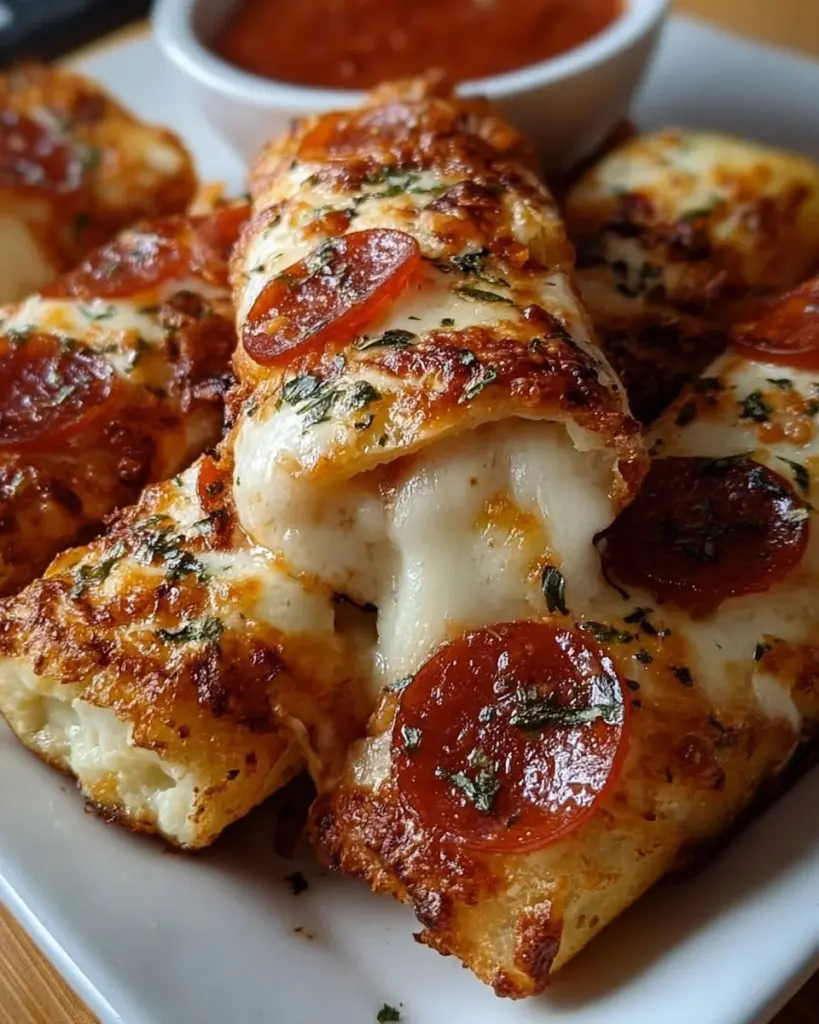 Leckere Pizza-Rollen-Brötchen frisch aus dem Ofen