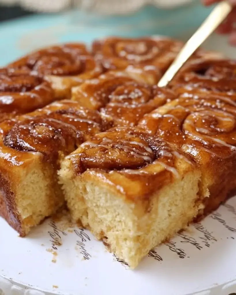 Leckeres Zimtschneckenkuchen auf einem Teller, frisch gebacken und dekoriert.