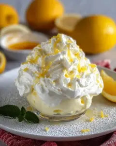Erfrischende Zitronen Mascarpone Creme in einer eleganten Schüssel angereichtet