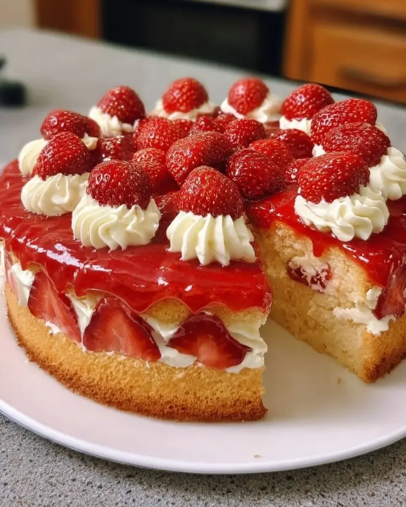 Erdbeerkuchen mit cremiger Vanillefüllung - ein leckeres Dessert
