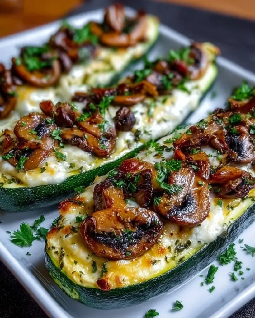 Gefüllte Zucchini mit Champignons, ein köstliches Rezept für vegetarische Gerichte