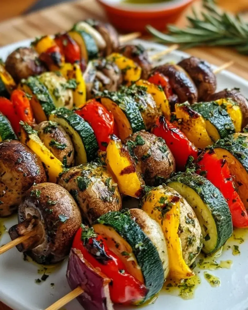 Gegrillte Gemüsespieße mit Kräuter-Marinade auf dem Grill