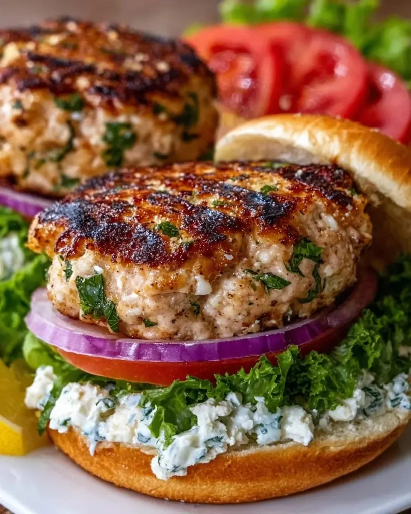 Leckere griechische Hähnchenburger mit frischen Zutaten und mediterranen Gewürzen