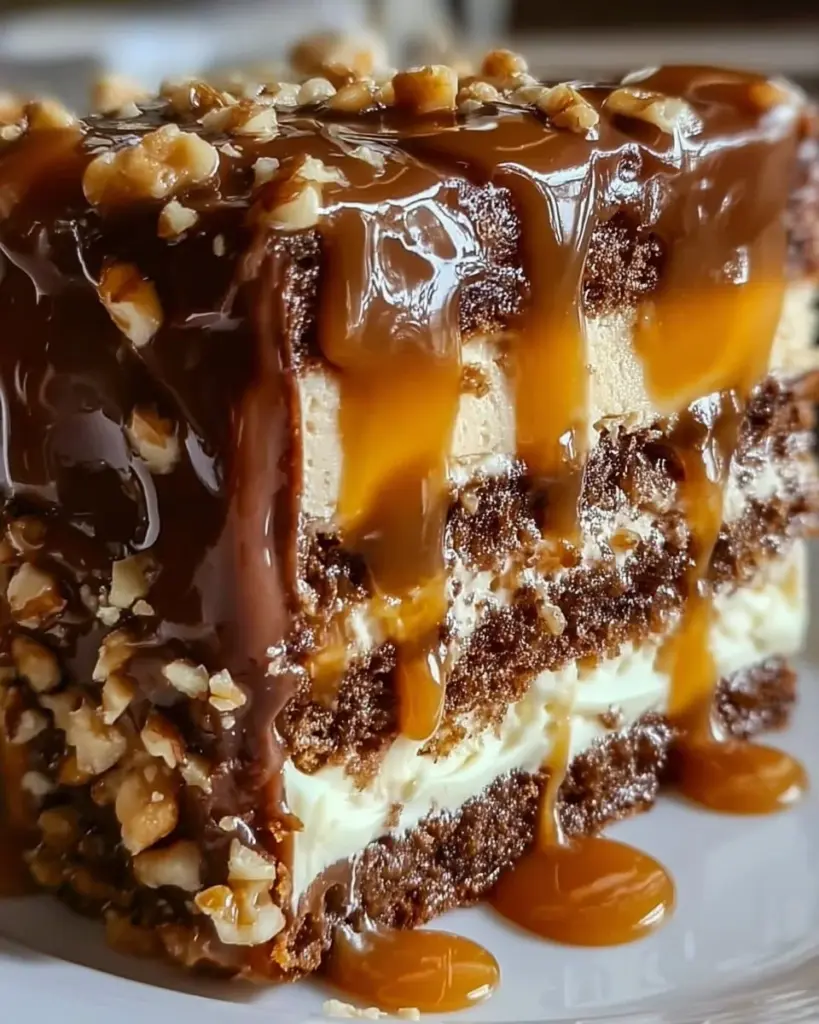Karamell-Toffee-Crunch-Kuchen mit einer knusprigen Karamell-Schicht