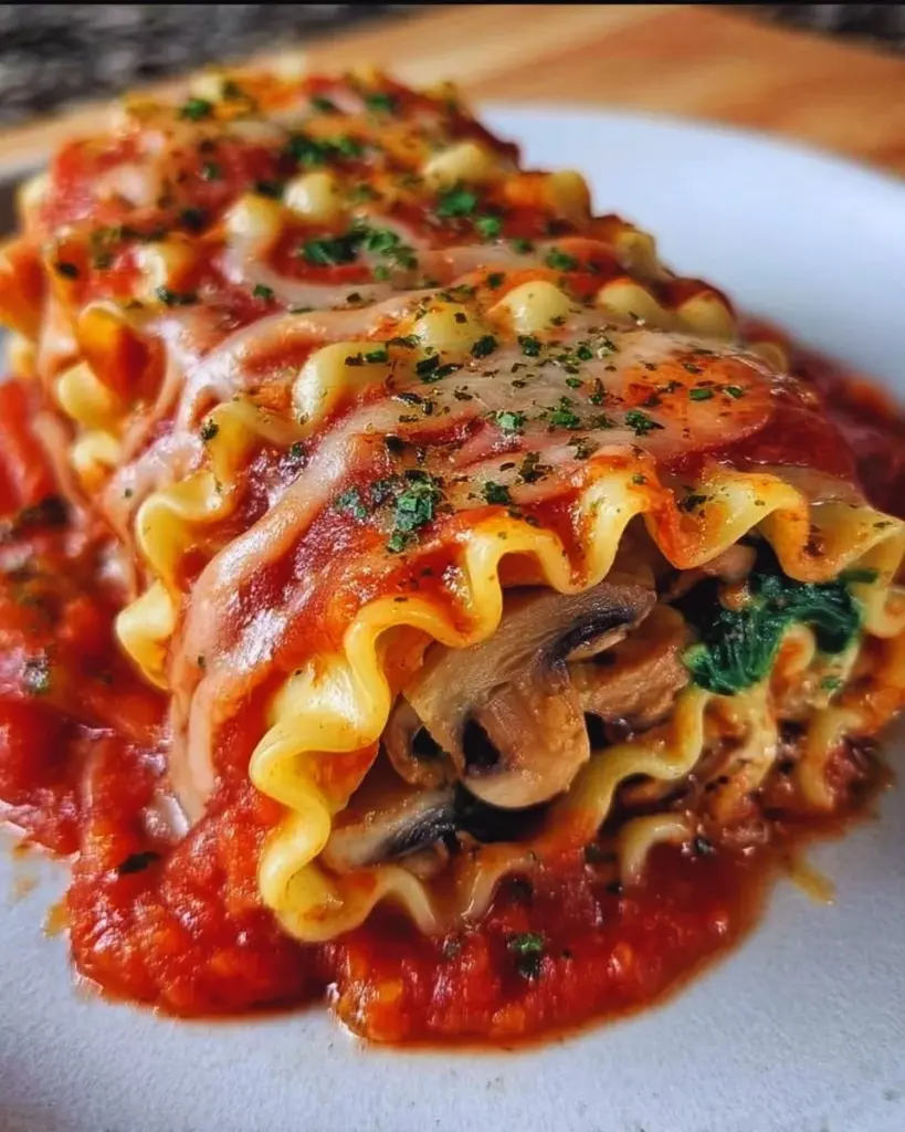 Vegane Lasagne Rollen mit frischen Zutaten und aromatischen Gewürzen