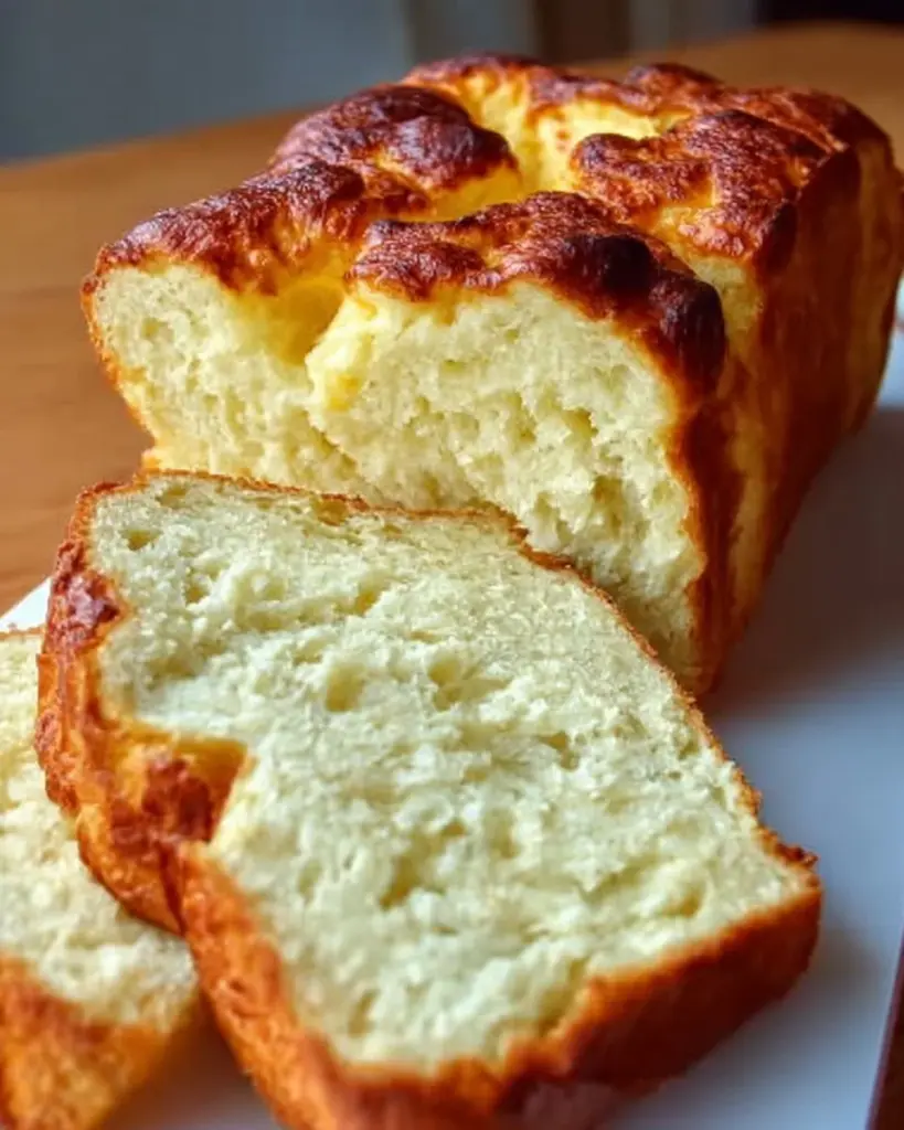 Köstliches Zero Carb Joghurtbrot auf einem Tisch präsentiert.