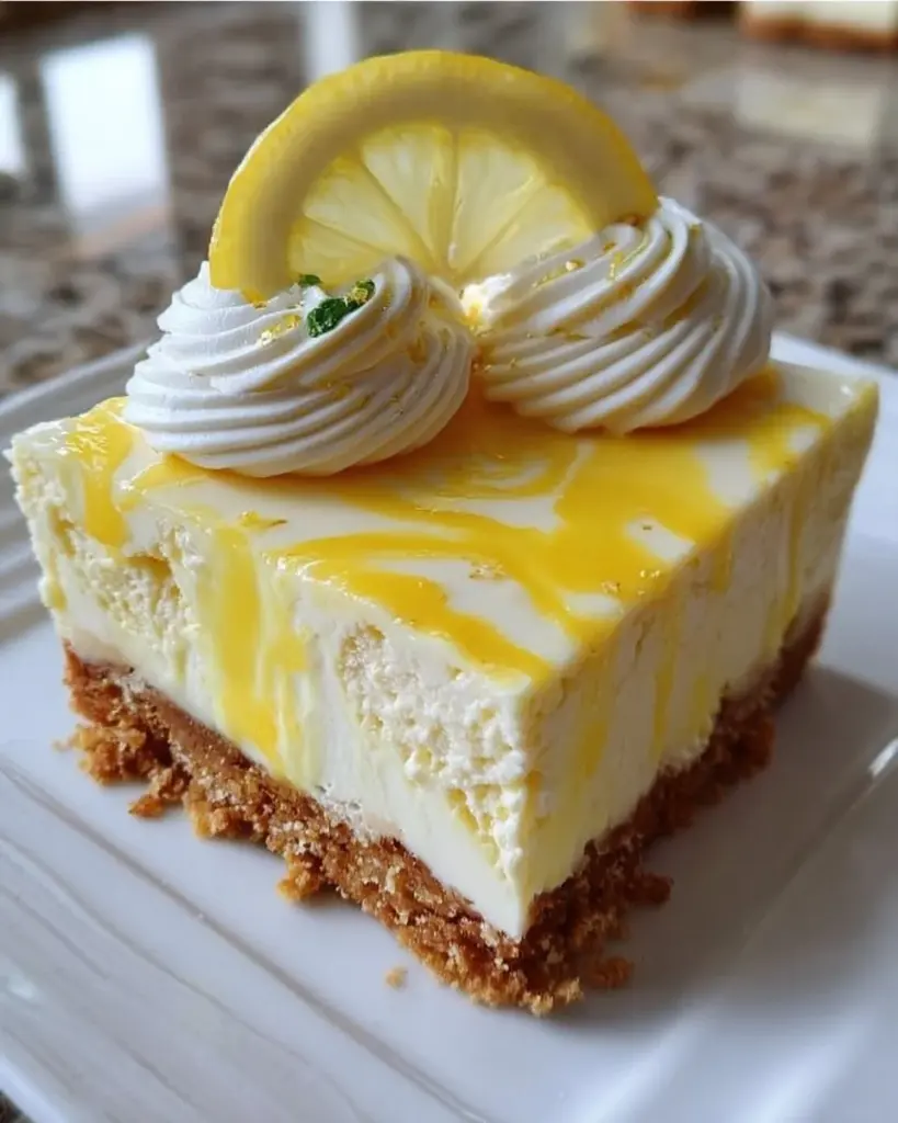 Zitronen Käsekuchen mit Frischkäse, einfach ohne backen zubereitet