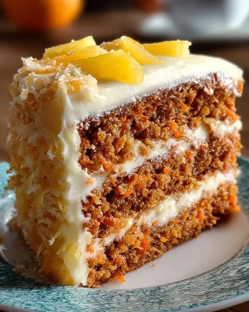 Hawaiianischer Karotten-Ananas-Kuchen mit frischen Zutaten