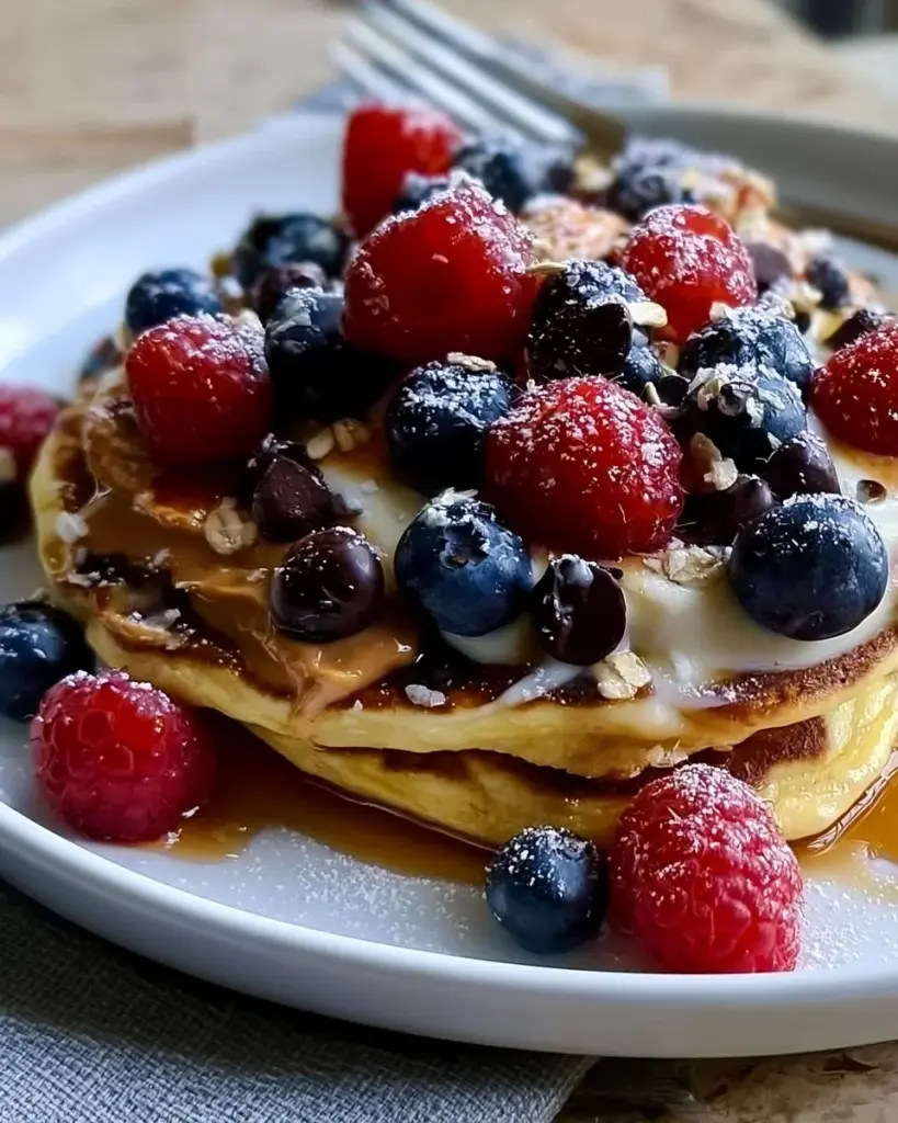 Vielseitige High-Protein-Pfannkuchen in einer Servierschüssel