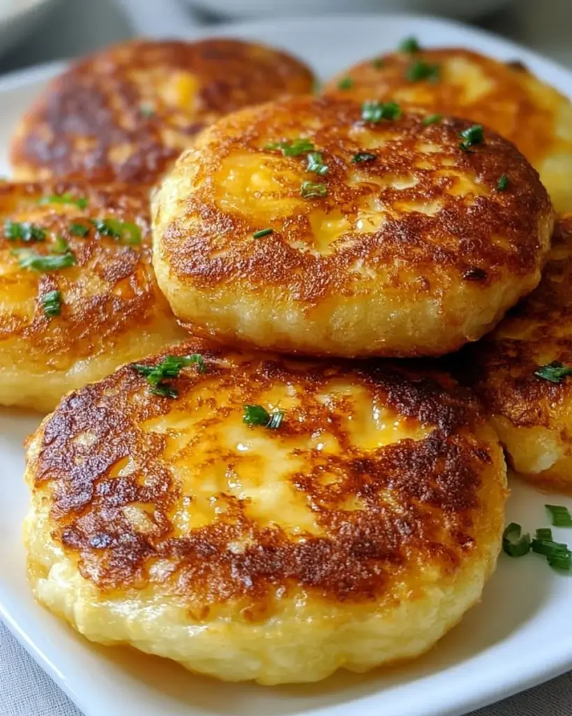 Koreanische Käse-Kartoffelpuffer gebraten mit goldbrauner Kruste