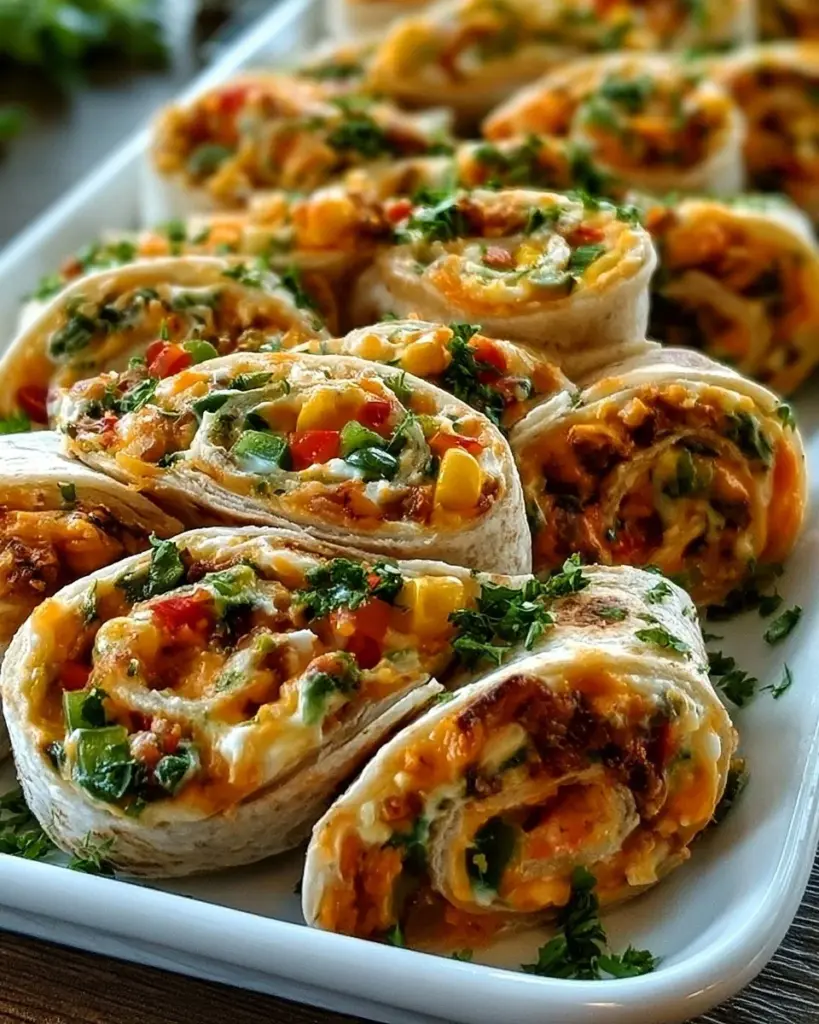 Leckere Taco-Pinwheels mit frischen Zutaten und würziger Füllung.