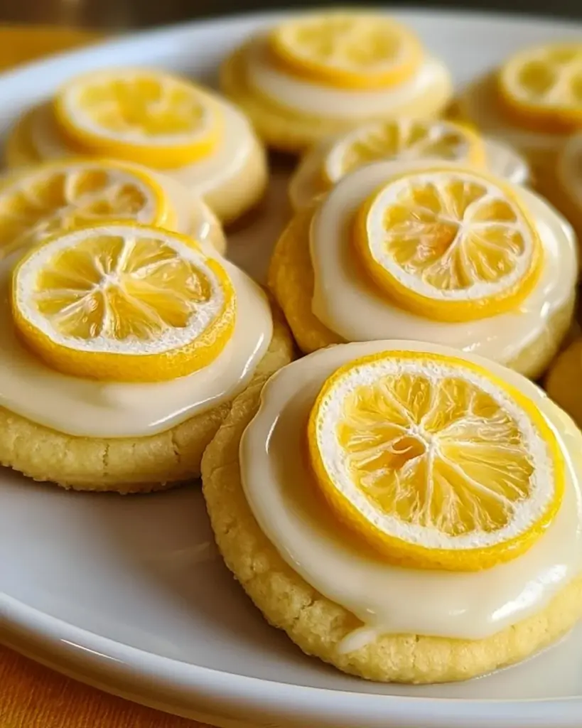 Frisch gebackene Zitronen-Frosted-Kekse mit zartem Zuckerguss