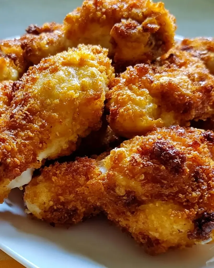 Buttermilch-Airfryer-Hühnchen auf einem Teller, perfekt zubereitet