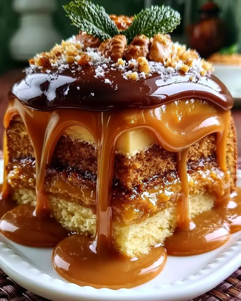 Leckerer Karamellkuchen mit karamellisierter Oberseite