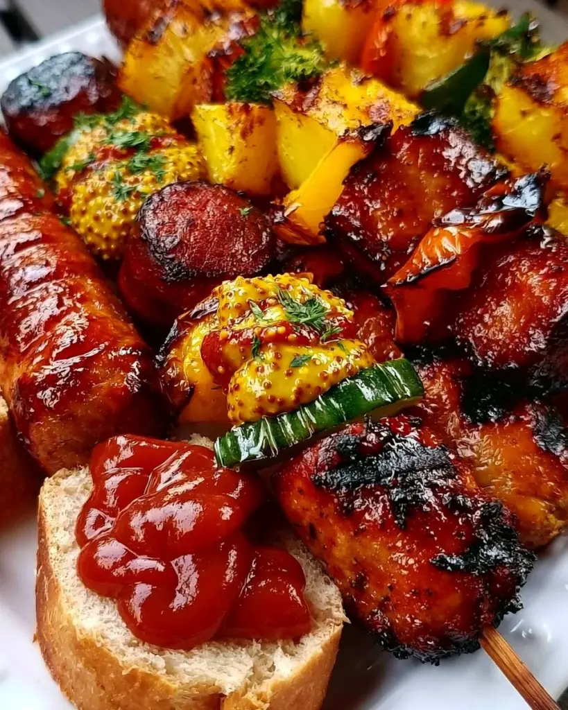 Lagerfeuer-Würstchen-Spieße auf dem Grill