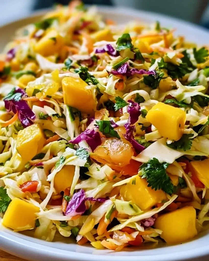 Frisches und buntes Mango-Coleslaw in einer Schüssel