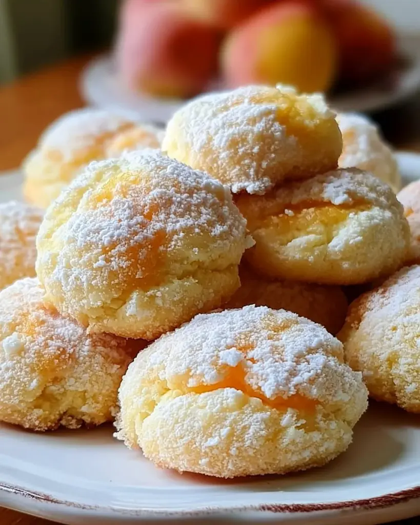 Frisch gebackene Ricotta-Pfirsich-Kekse auf einem Teller
