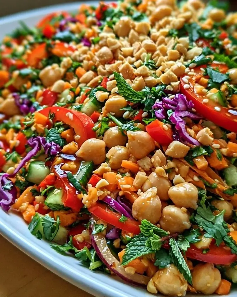 Thailändischer Kichererbsensalat mit frischen Zutaten und exotischen Aromen